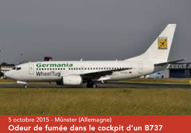 Syndrome aérotoxique : odeur de fumée Boeing 737 Munster - Malaga - 5 octobre 2016